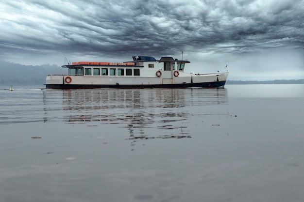 The passenger ferry in the storm