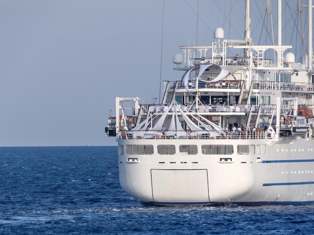 Passenger liner in the Mediterranean Sea in Greece