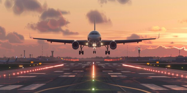 passenger plane takes off from the airfield Generative AI