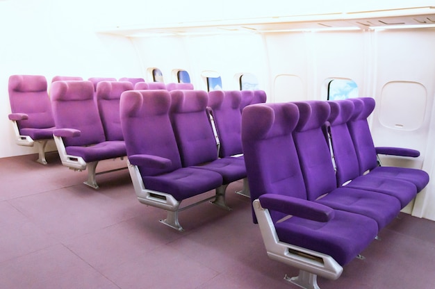 Passenger seats in the aircraft.view from inside of the plane,the airplane's seats