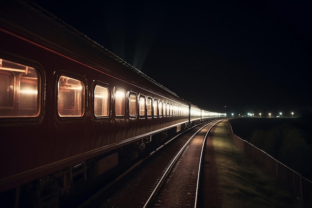 Photo passenger train at night ai generated