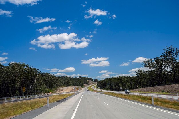 Passenger view of australia pacific highway a1 on a sunny day