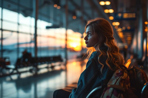 Passenger waiting on the airport lounge