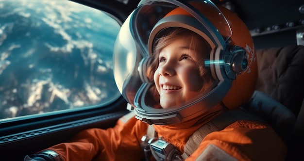 Photo passengers wearing spacesuits sitting on seat in spaceship space travel concept
