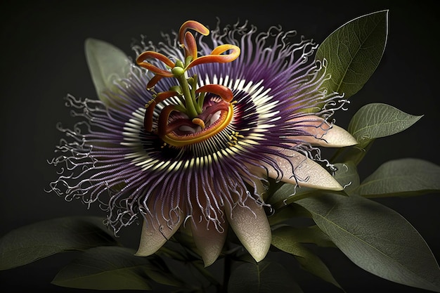 Passion flower closeup Generative AI