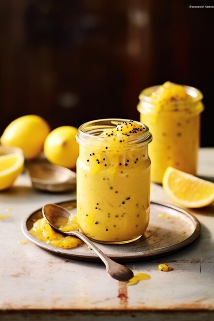 passion fruit curd in a jar