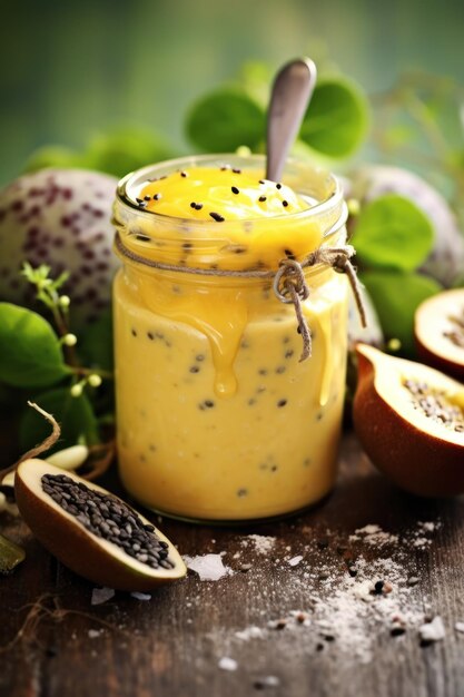 passion fruit curd in a jar