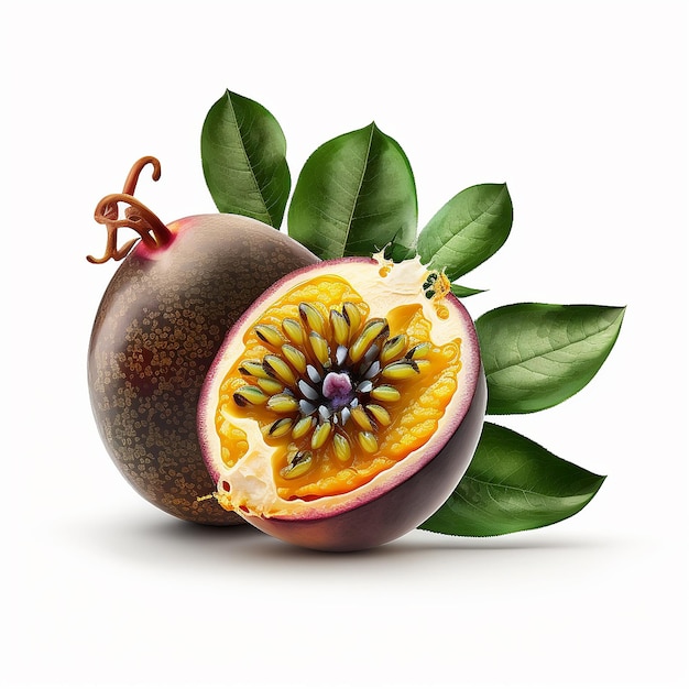 Passion fruit fruit on a white background Generative AI