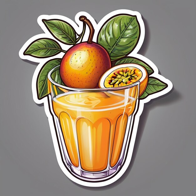 Foto passion fruit juice sticker met ai