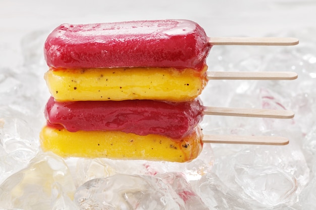 Passion fruit red grapes popsicle yummy fresh summer fruit sweet dessert