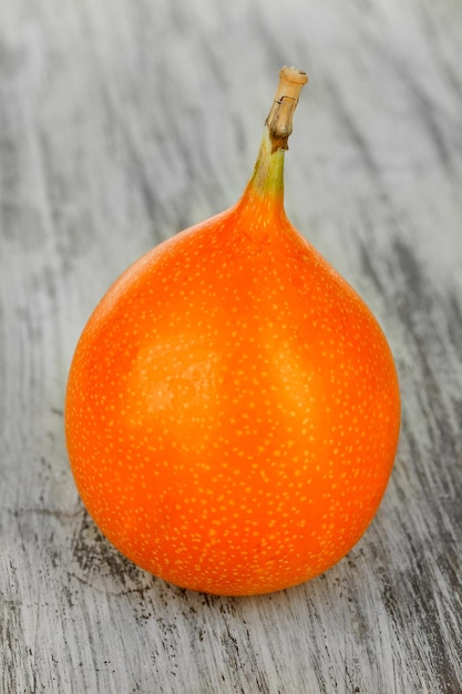 Passion fruit on table closeup