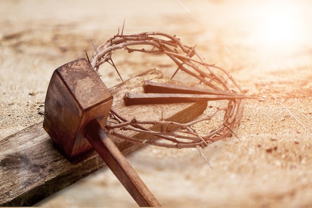 Photo passion of jesus, wooden crown of thorns