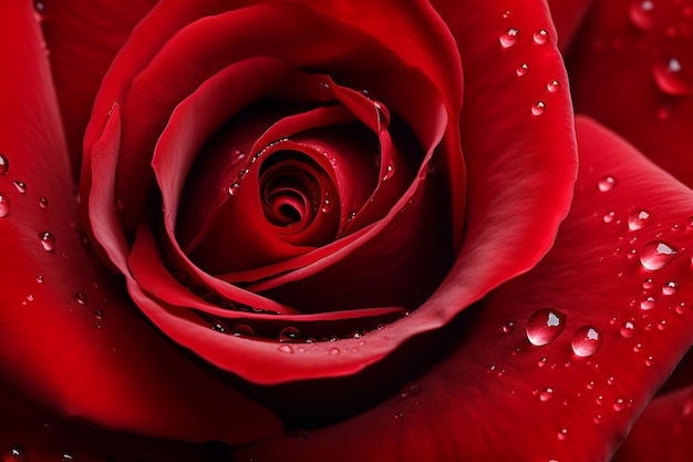 Passionate petals closeup of a scarlet rose rose