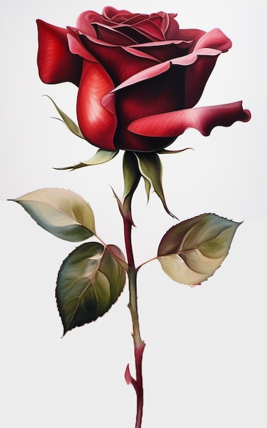 Passionate Watercolor Red Rose Art Romantic Floral Illustration