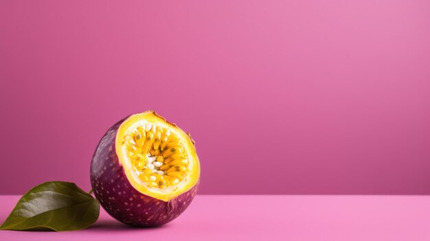 Passionfruit on a purple background ai generated