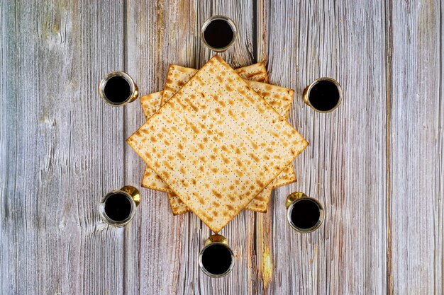 Passover bread and six cup of wine