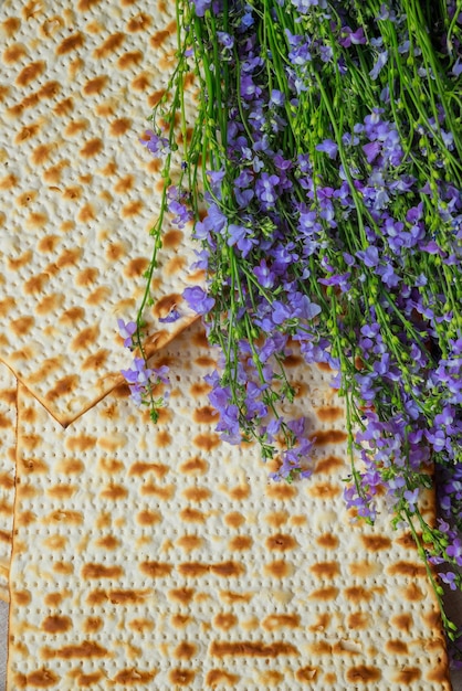 Passover kosher matzoh has flowers on top