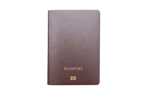 Photo passport brown cover isolated white background