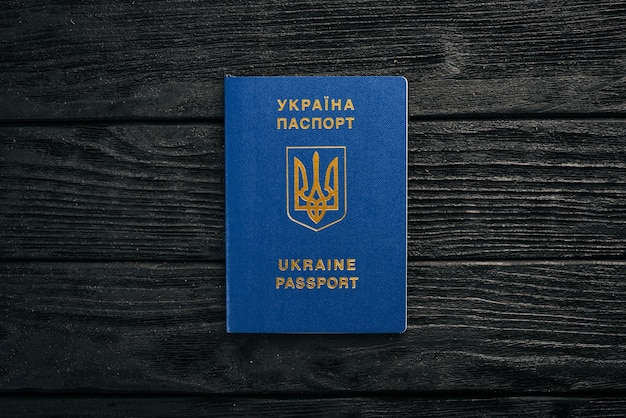 Passport of a citizen of ukraine Top view Free space for text