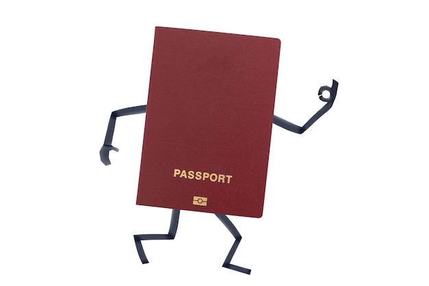 Passport with painted hands and feet shows gesture ok