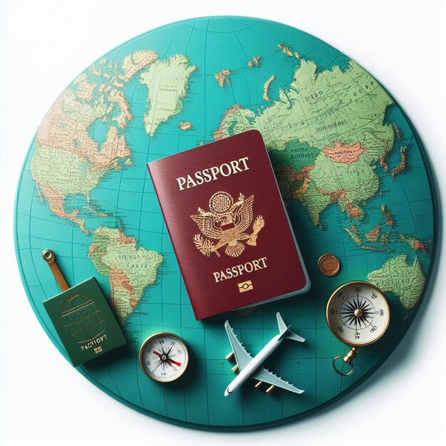 passport on world map