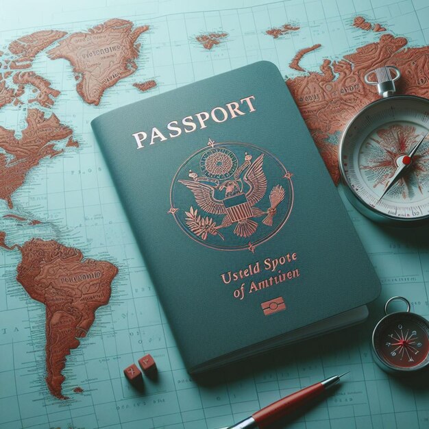 passport on world map