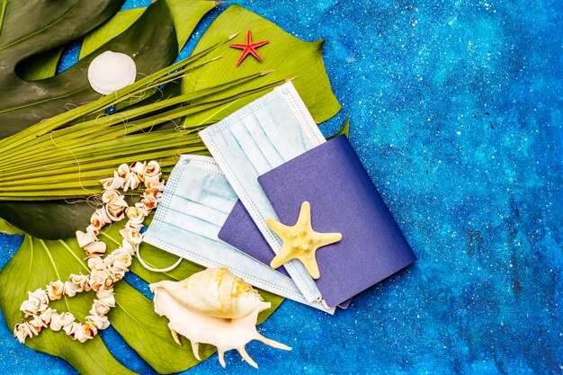 passports and Marine decorations near face masks