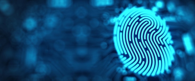 Password Control by Fingerprint Fingerprint Security Concept 3D Render