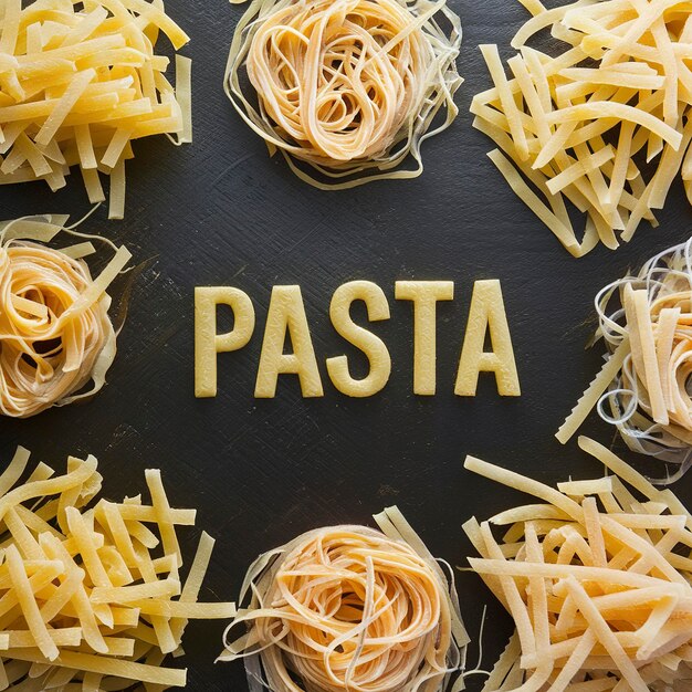 Pasta achtergrond Verschillende soorten zelfgemaakte pasta