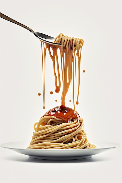 Pasta bolognese isolate on white background Generative AI