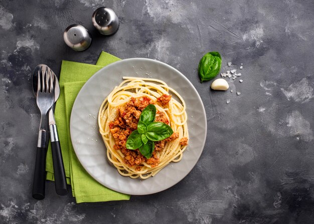 Pasta Bolognese. Spaghetti met gehakt saus