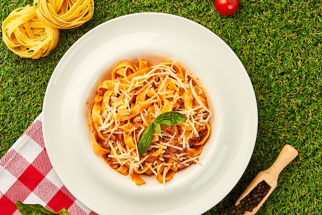 Pasta bolognese. Traditioneel Italiaans gerecht van pasta