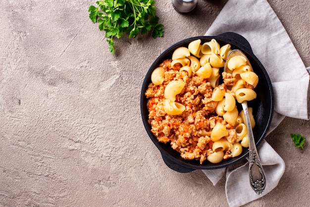 Pasta Bolognese with meat sauce