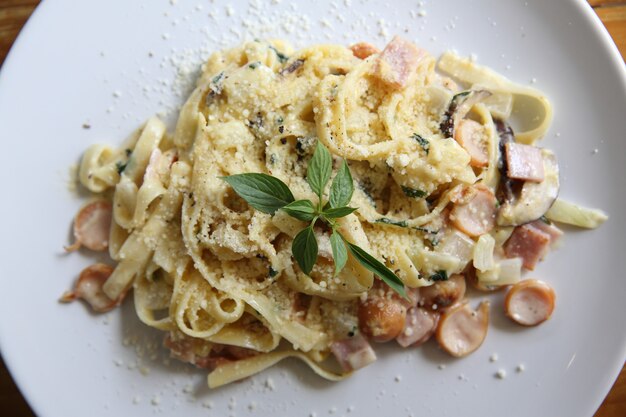 Pasta carbonara Italian food