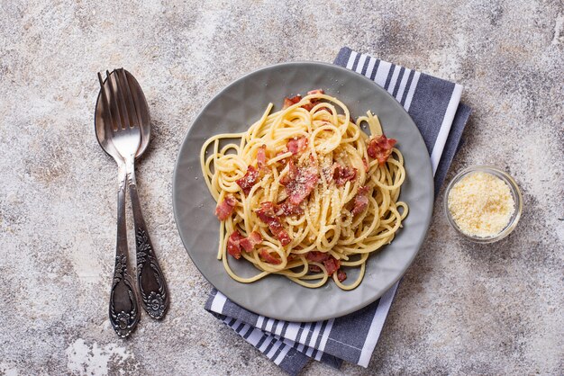 Pasta Carbonara with bacon and parmesan