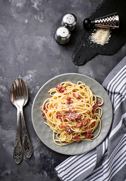 Pasta Carbonara with bacon and parmesan