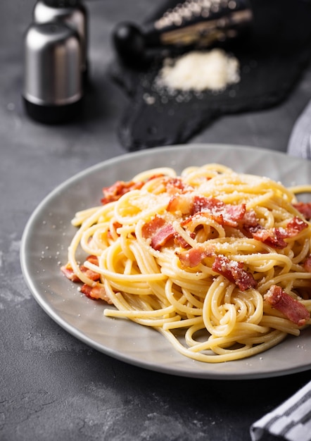 Pasta alla carbonara con pancetta e parmigiano