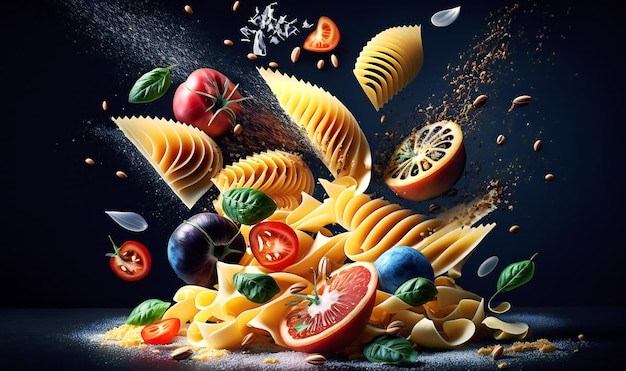 Foto pasta su sfondo scuro