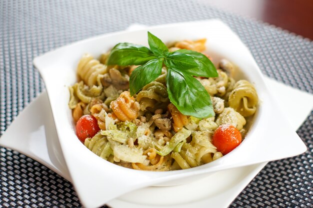 Pasta dish on a restaurant table