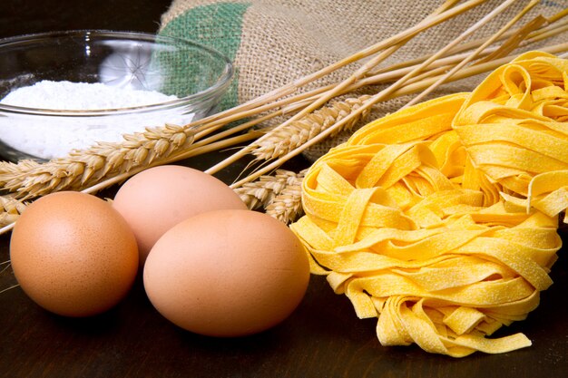 Pasta homemade with fresh ingredients