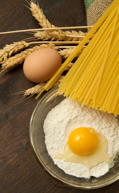 Pasta homemade with fresh ingredients