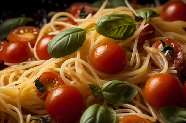 Photo pasta italian basil food generate ai