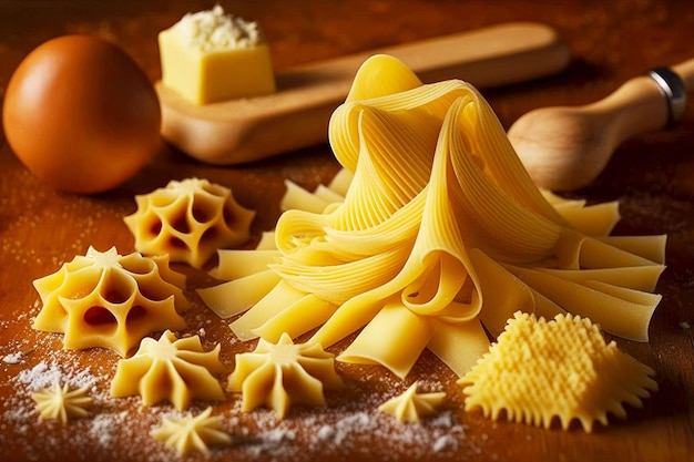 Pasta koken Italiaans voedsel gedeelte van droge pasta generatieve ai