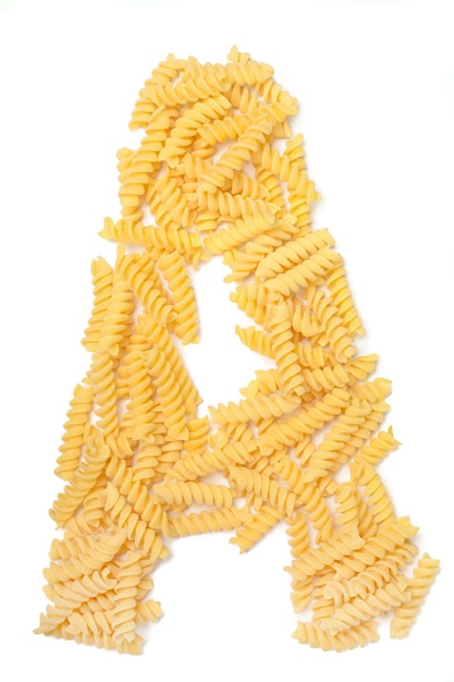 Pasta Letter A on the White Background