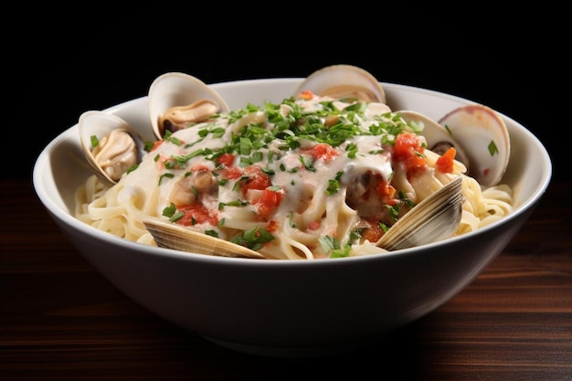 Foto pasta met clam saus