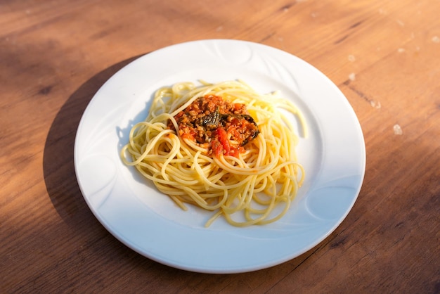 Pasta met zalm Restaurant menu van fijne keuken Franse keuken Een signature dish van de chef