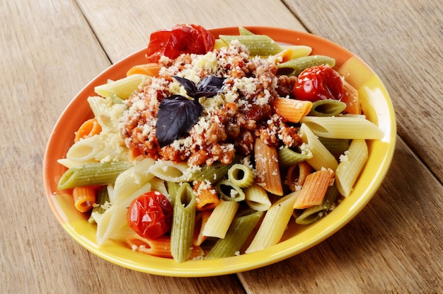 Pasta penne with bolognese