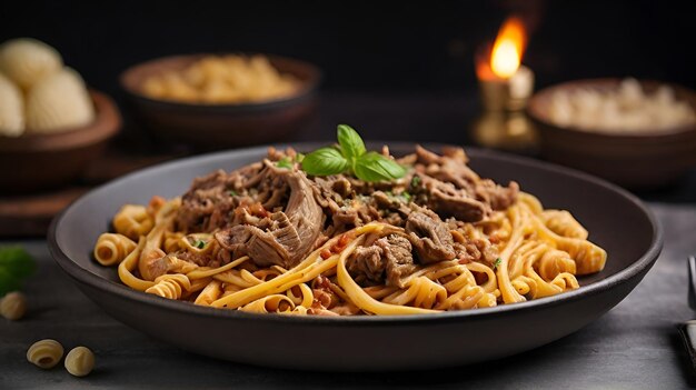 pasta on plate in a table