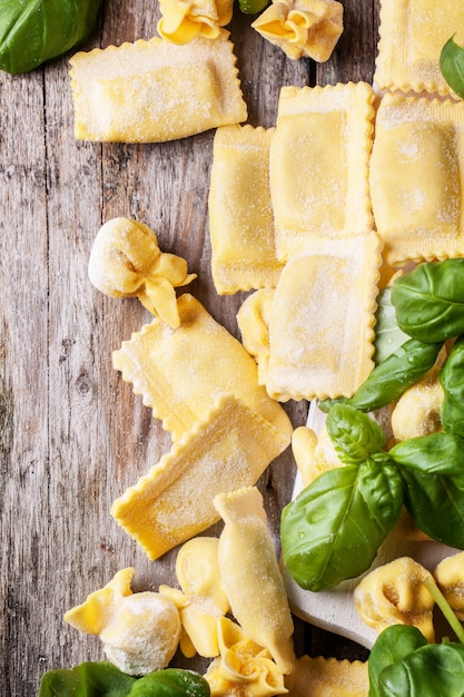 Pasta ravioli with basil