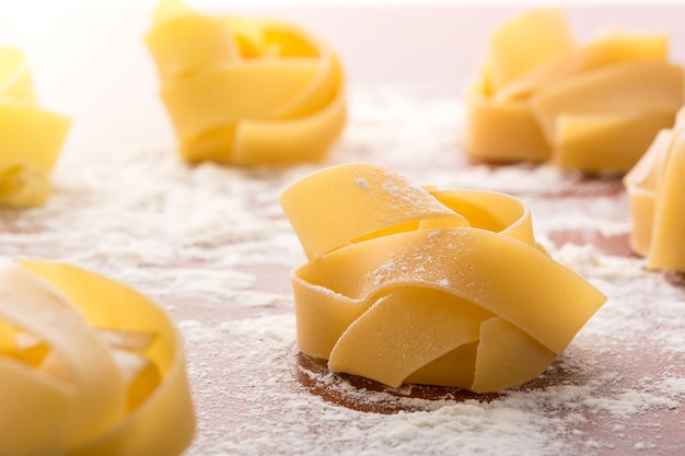 Pasta rolls with flour